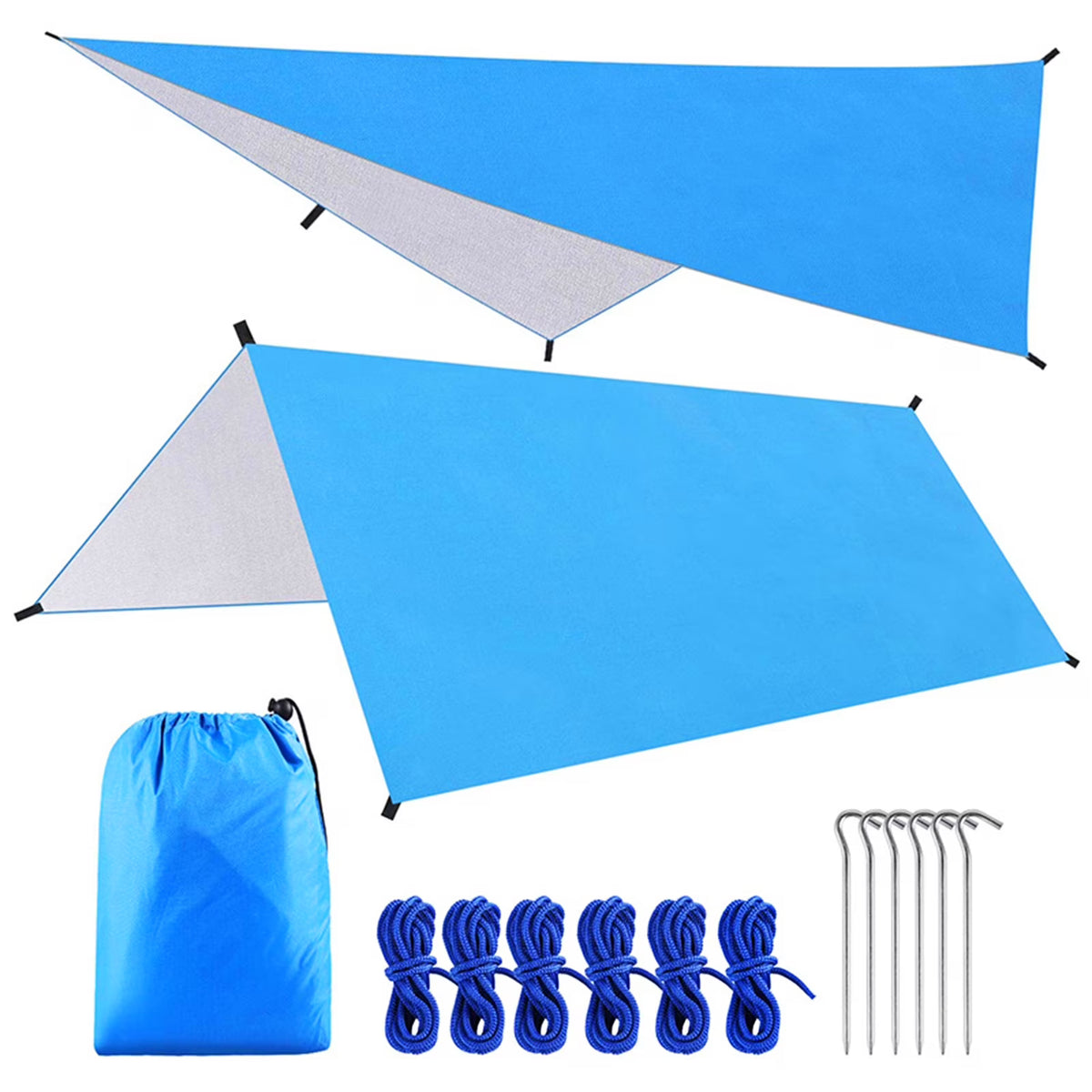 9.8 * 9.8ft Waterproof Camping Tarp Sunshade Rain Shelter Lightweight Tarpaulin Canopy E8395