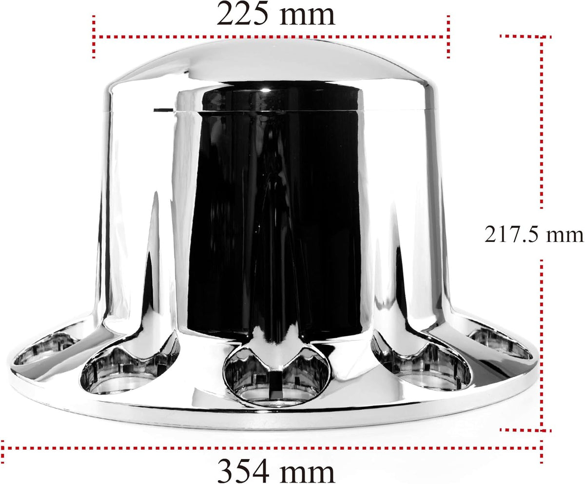 1PC Chrome Axle Wheel Cover Hub Caps Kit with Screw-on Lug Nuts for Semi Truck C990320