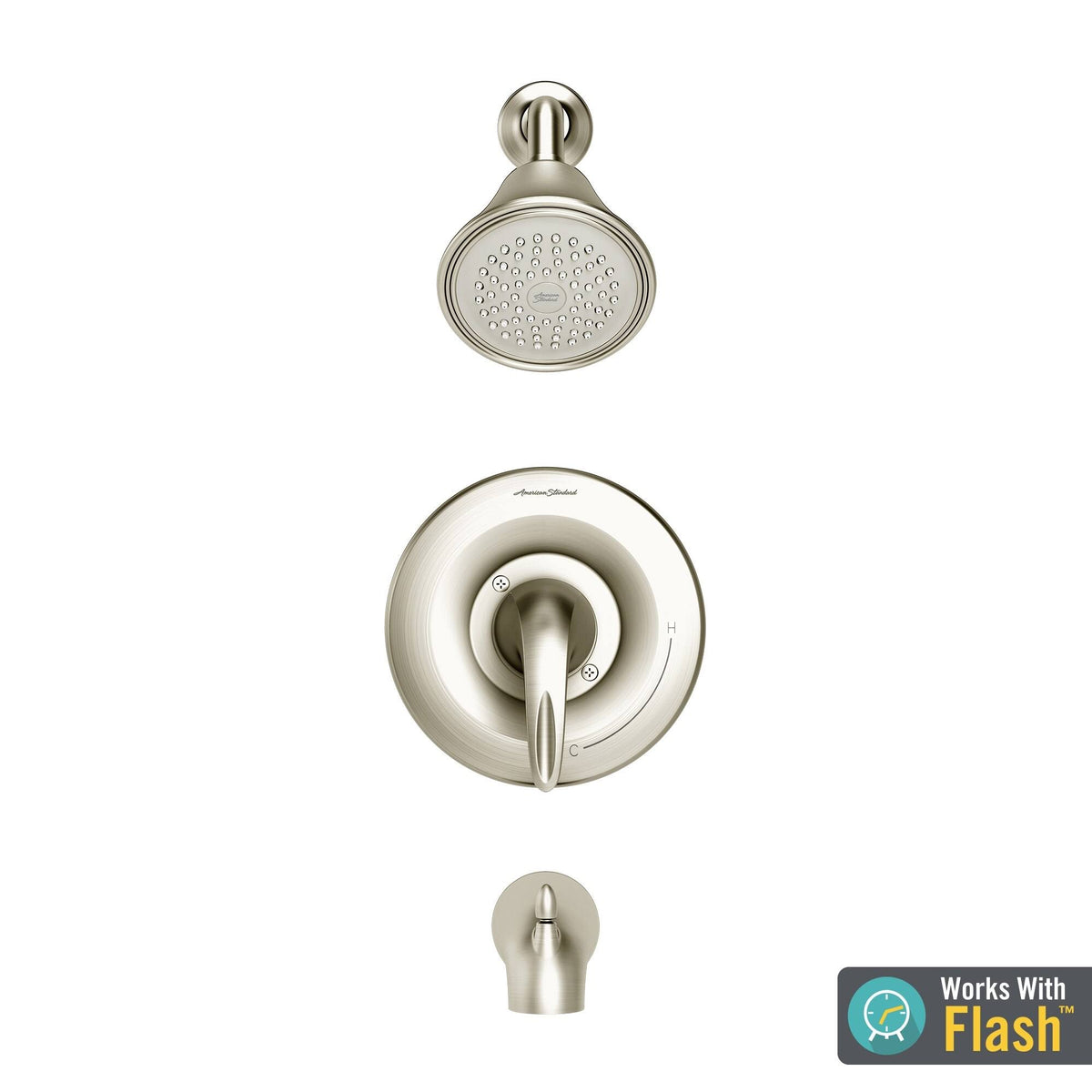 Brushed Nickel 3 Tub and Shower Faucet L22577