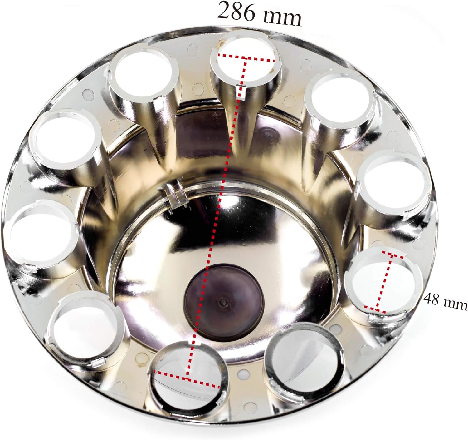 1PC Chrome Axle Wheel Cover Hub Caps Kit with Screw-on Lug Nuts for Semi Truck C990320