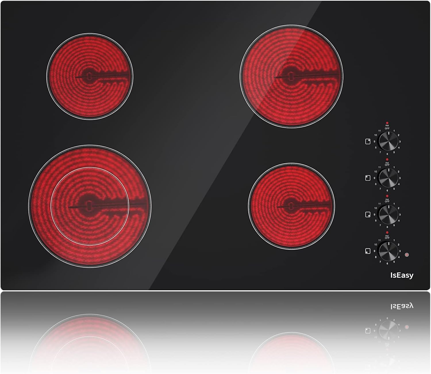 Black 30 Inch 4 Burners Ceramic Drop-in Radiant Cooktop E543