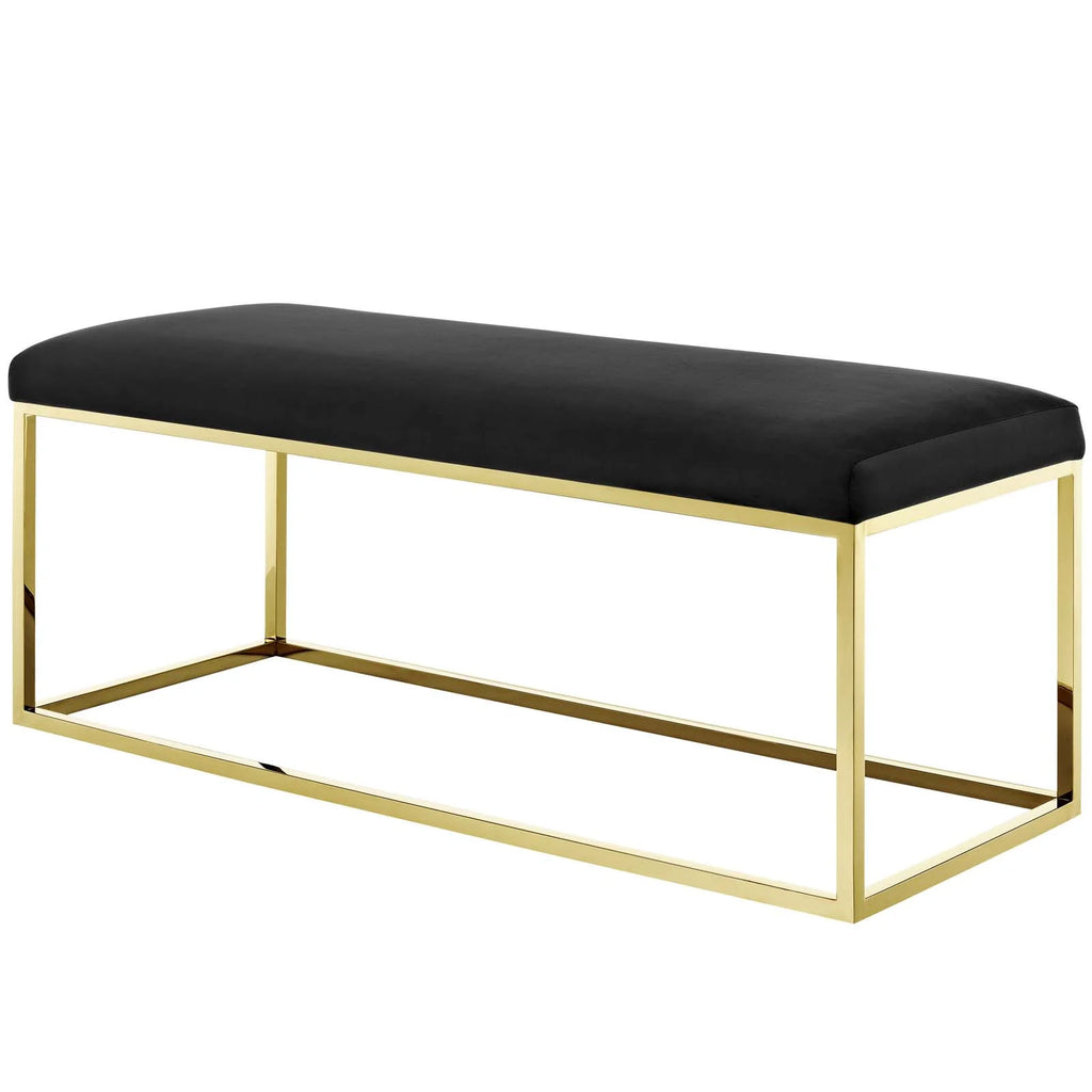 Gold Black Velvet Accent Chair Bench W286