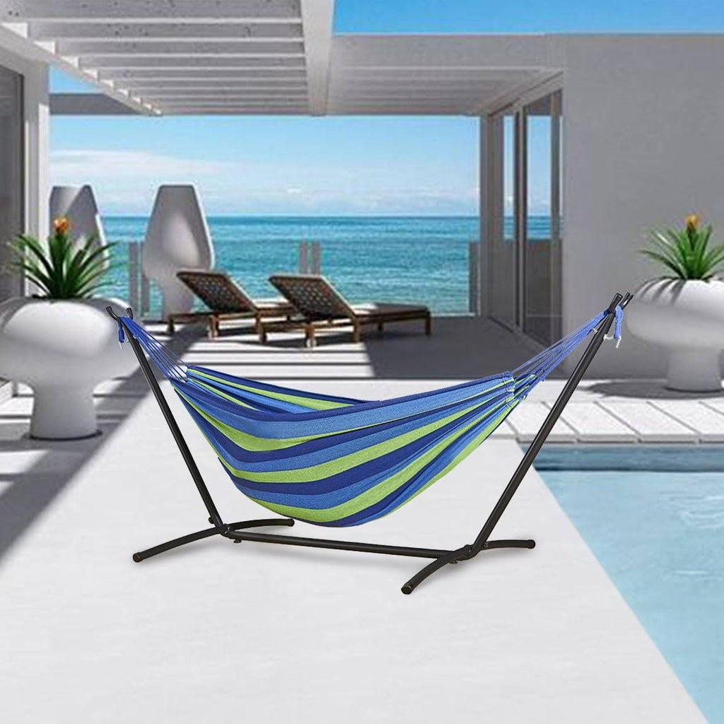 Red Double Hammock with Steel Stand and Carry Bag Z207916
