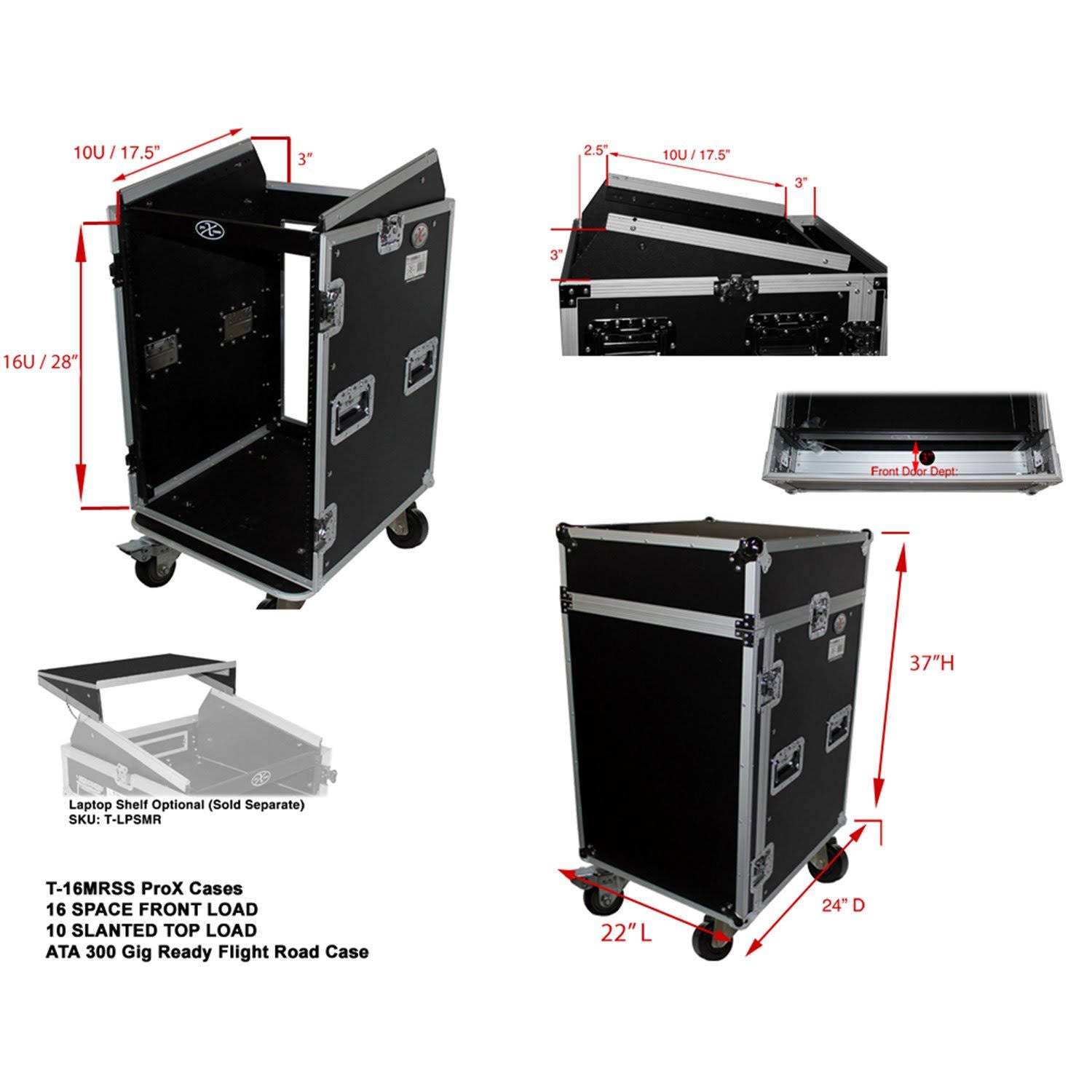 16U Rack x 10U Top Mixer DJ Combo Flight Case E80713