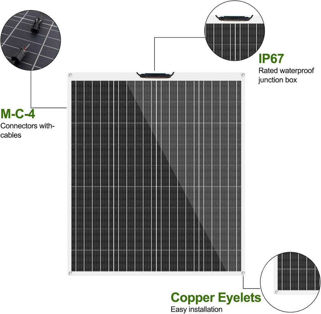 Flexible 100W 12V Monocrystalline Semi-Flexible Solar Panel W8620