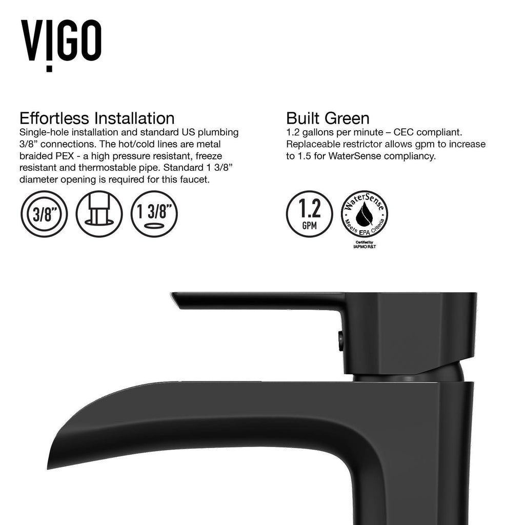 Matte Stone Vessel Bathroom Sink Set with Vessel Faucet in Matte Black L247940