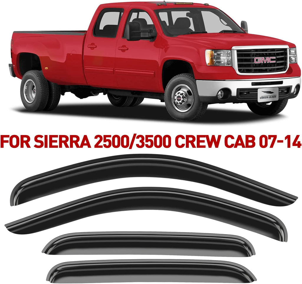4 Pieces Glass Tape-on Rain Guards for Trucks Crew Cab M2216
