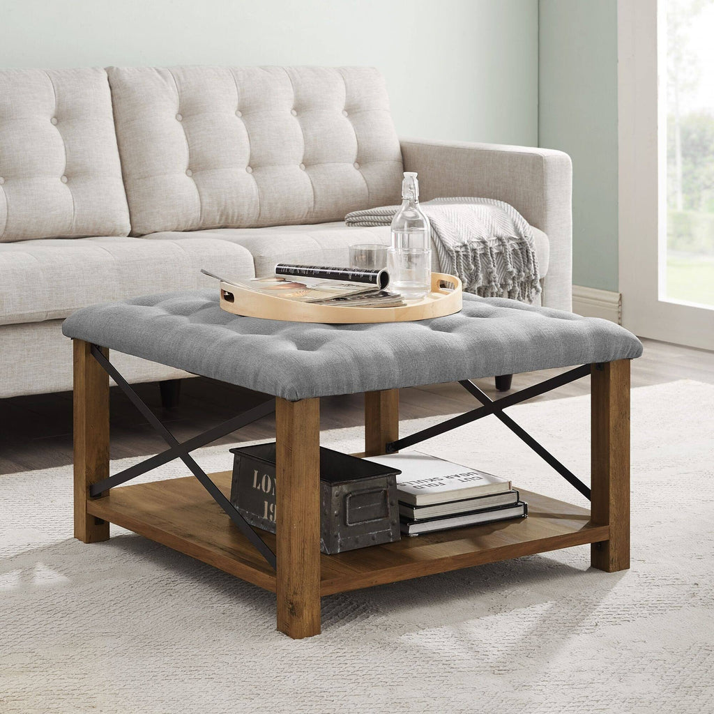 Grey Tufted Ottoman S10281