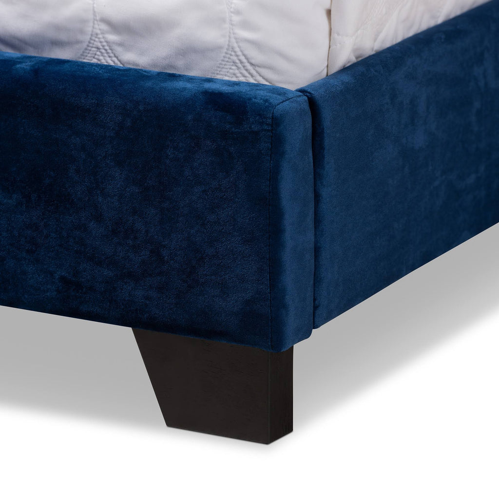 Navy Blue Velvet Upholstered Bed I389073