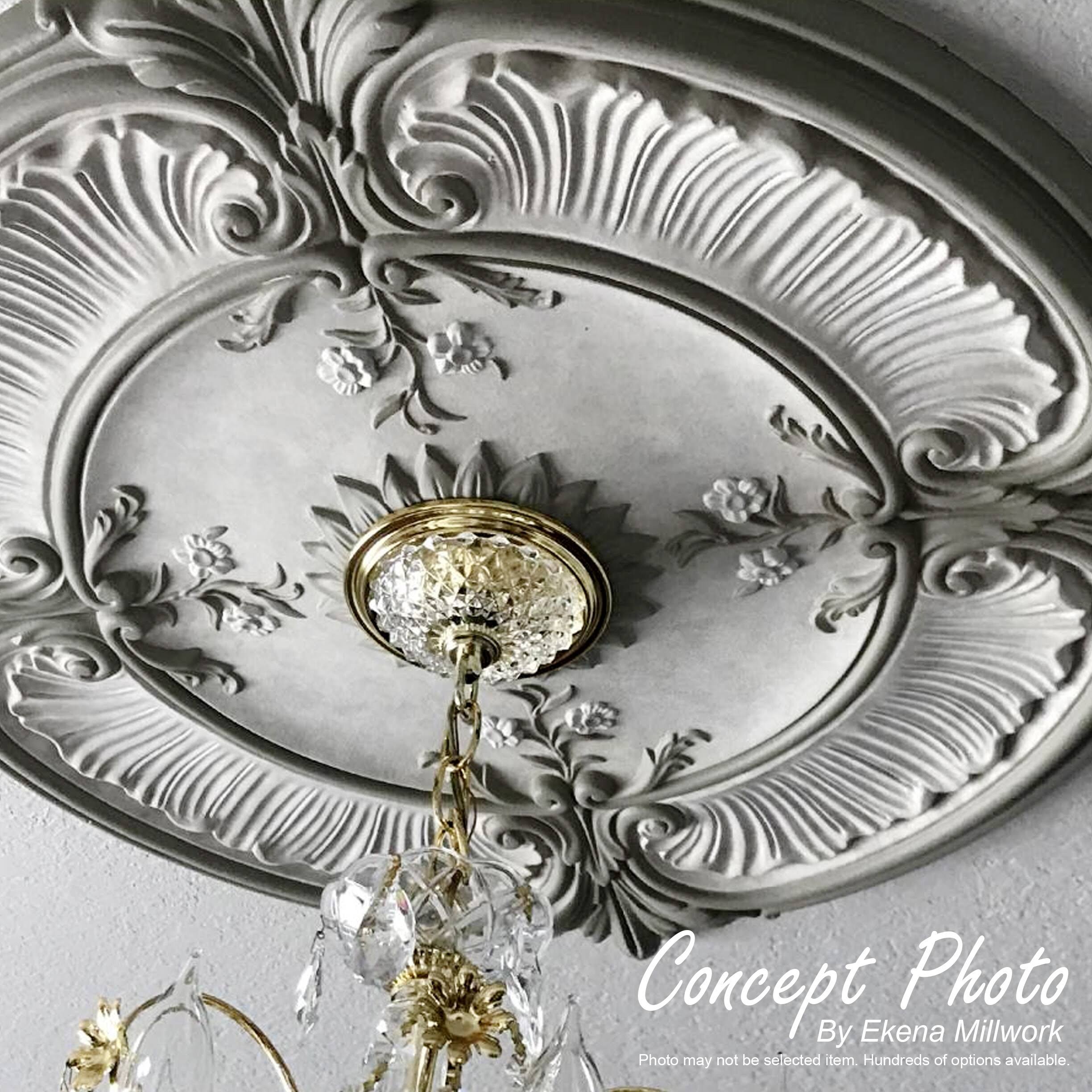 23 1/2x22OD x 3 1/4x22P Hand-Painted Ultra Pure White Ceiling Medallion G28648