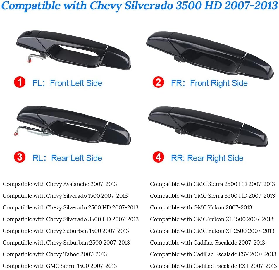 4Pcs Exterior Door Handle for Pickup SUV 2007-2013 Y401