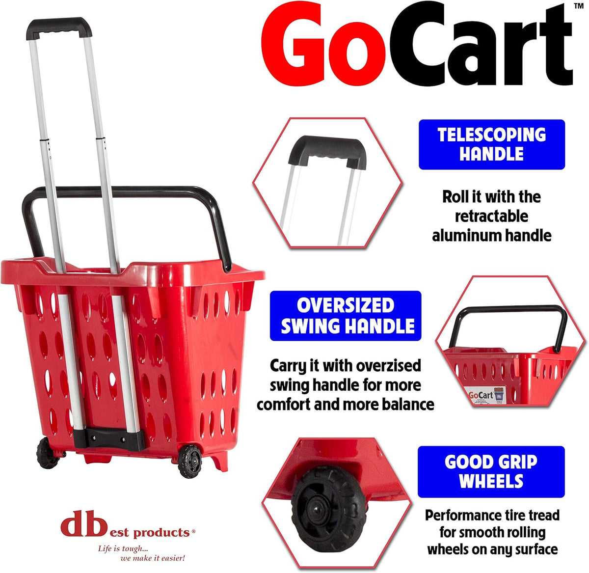 Crimson Red Grocery Cart on Wheels (5 pack) Q5330
