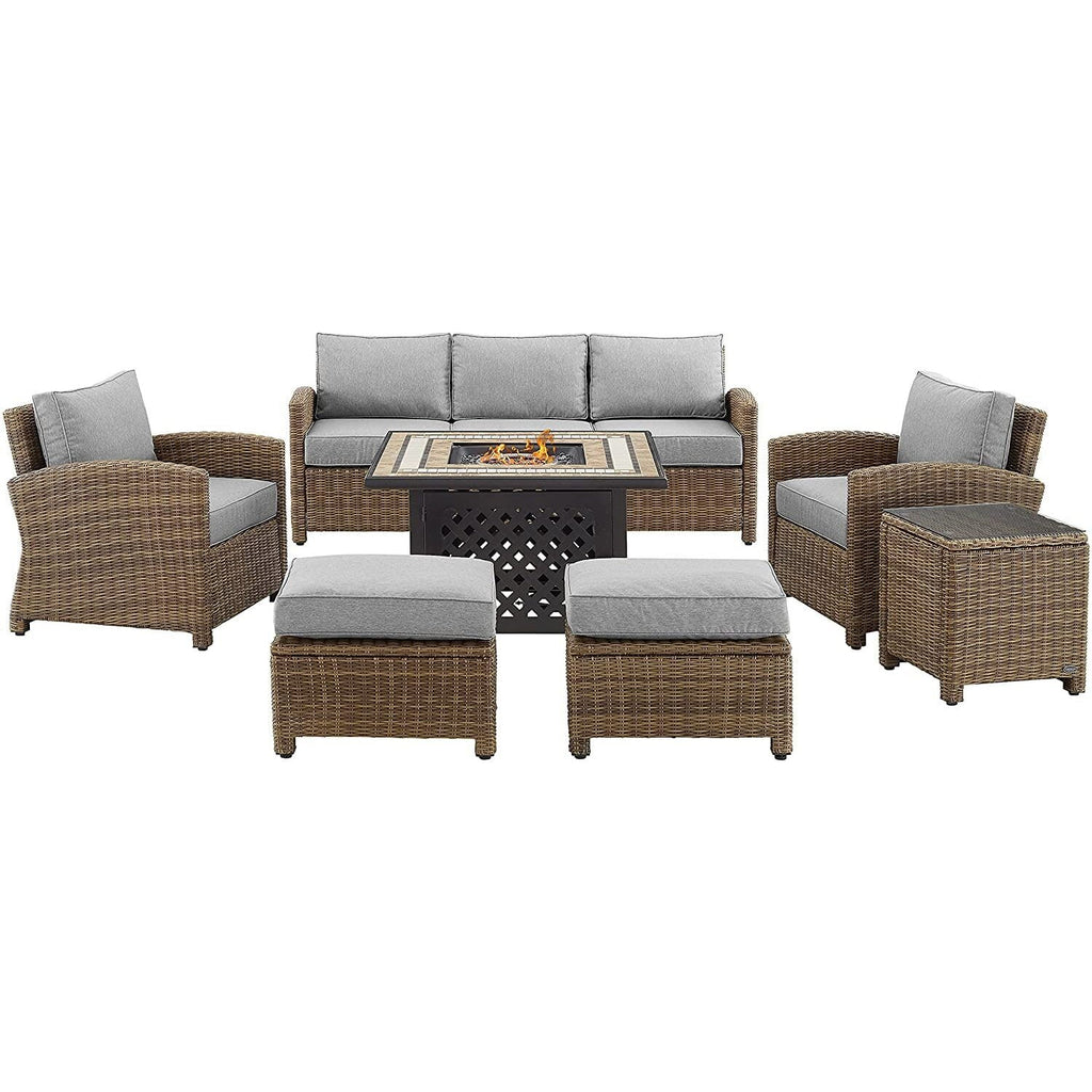 6Pc Outdoor Wicker Sofa Set with Fire Table M3231