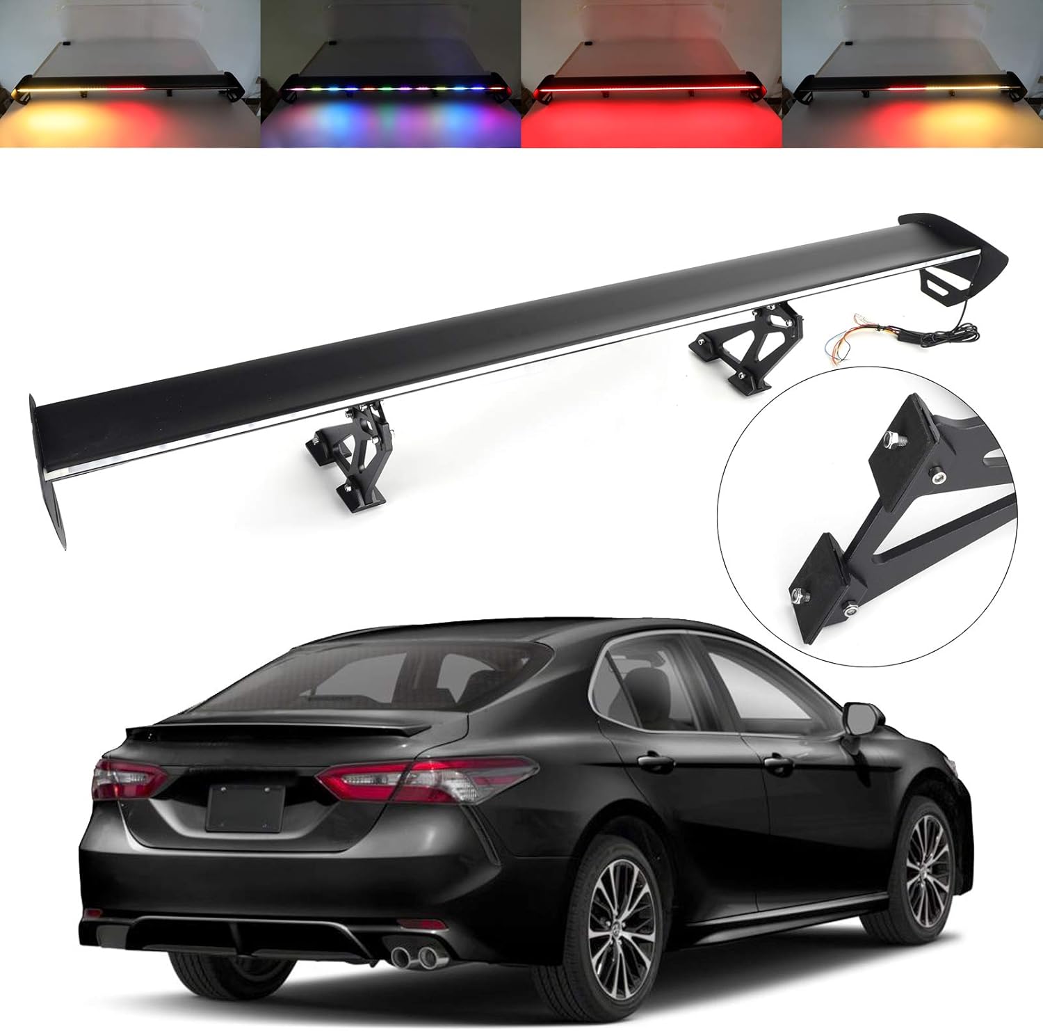 Adjustable Aluminum Rear Trunk Wing Spoiler with LED Light R8253