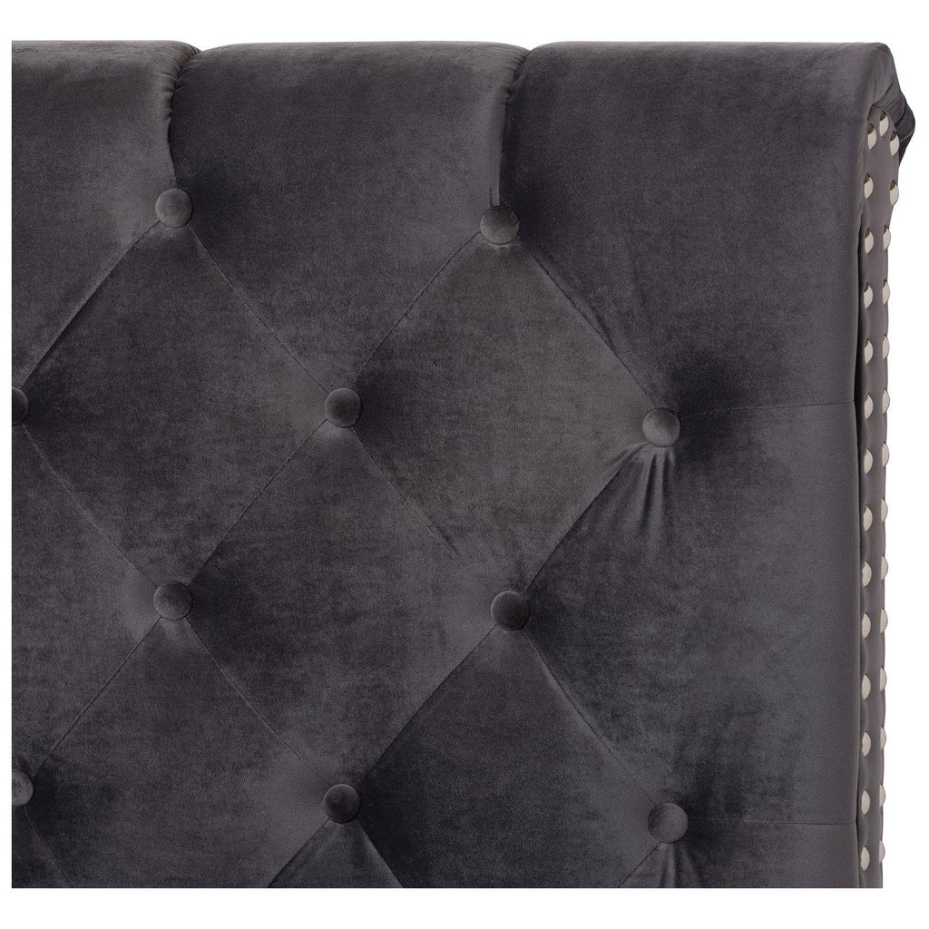 Navy Blue Velvet Upholstered Bed I389073