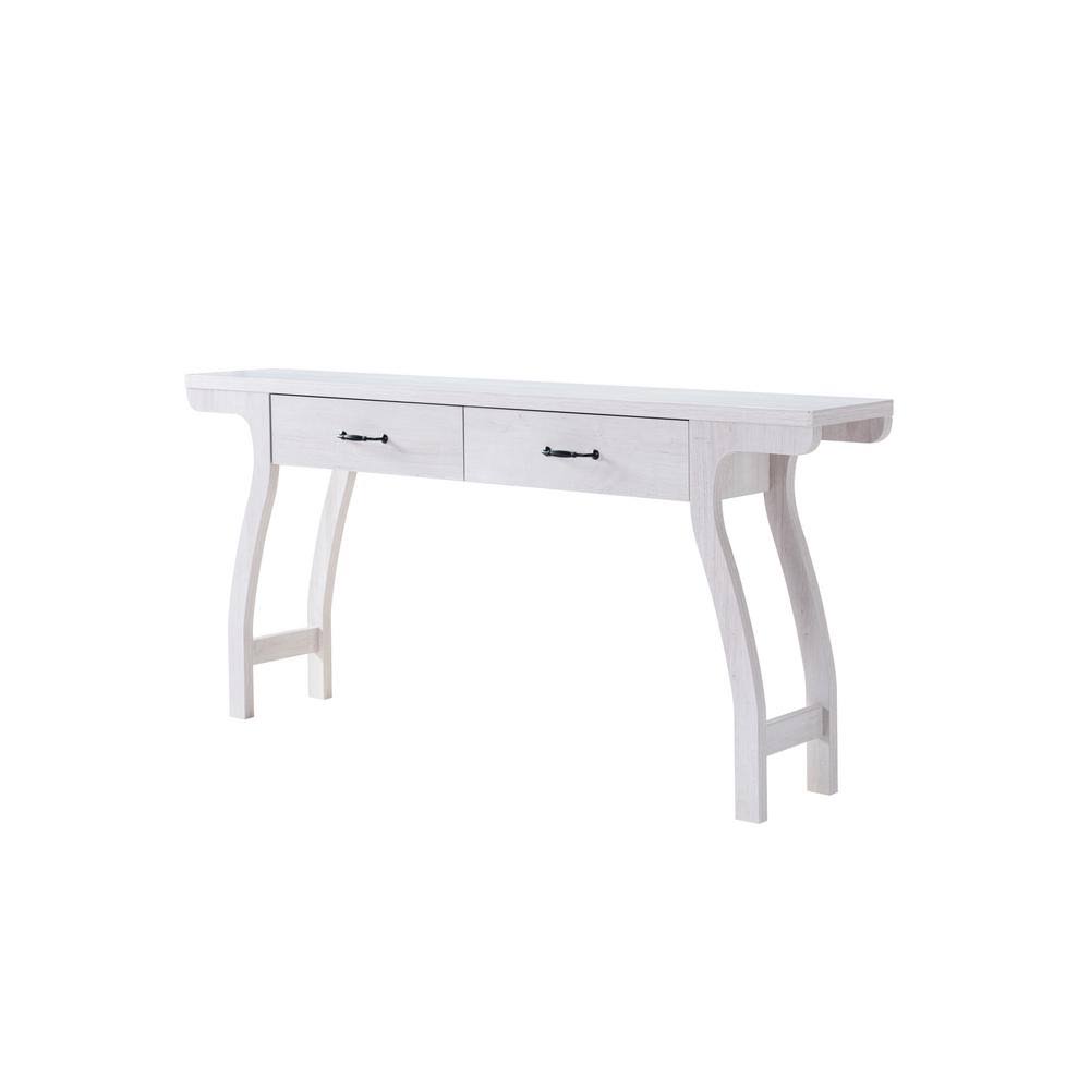 White Oak Rectangle Console Table with 2-Drawers S181