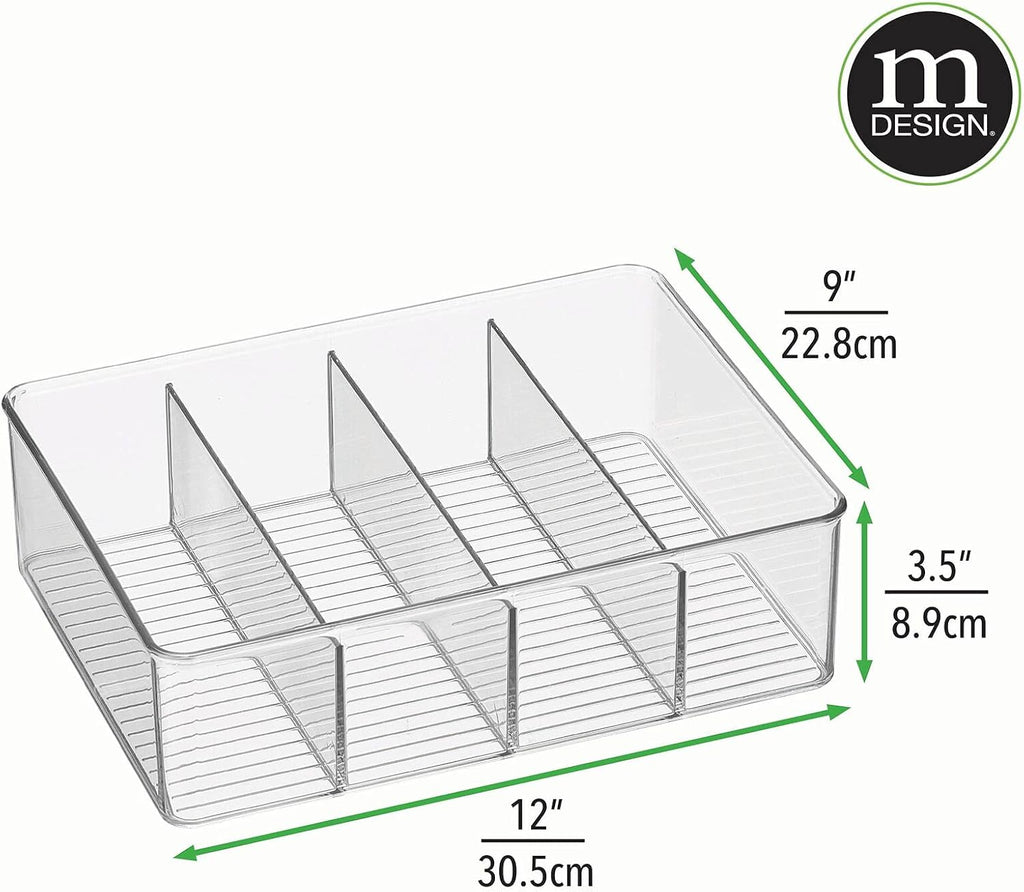Clear Plastic 4 Divided Sections Storage Bin Box 2 Pack Z5651