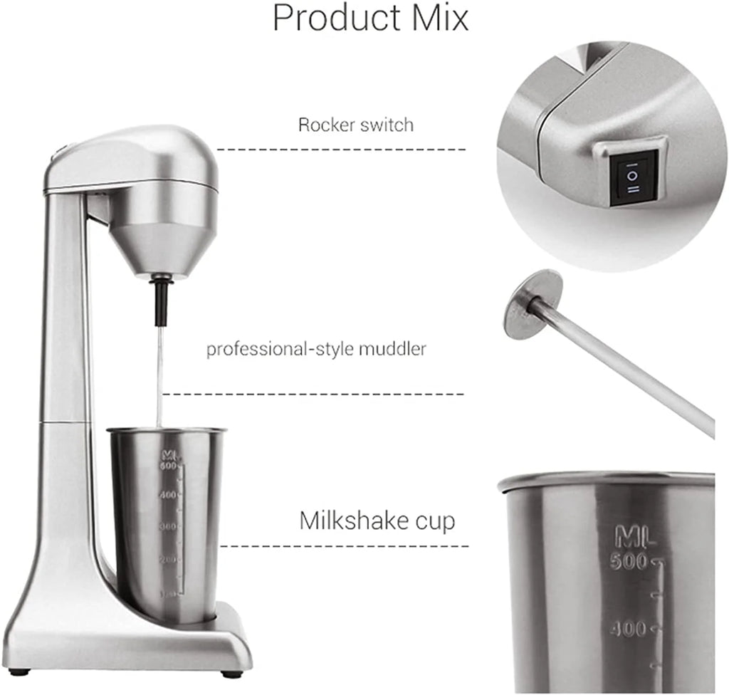 110V 23000RPM Electric Milk Shaker Machine with 500ml Stainless Steel Cup R298966