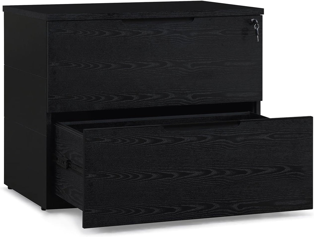 Black Oak 2 Drawer Lateral Filing Cabinet O828