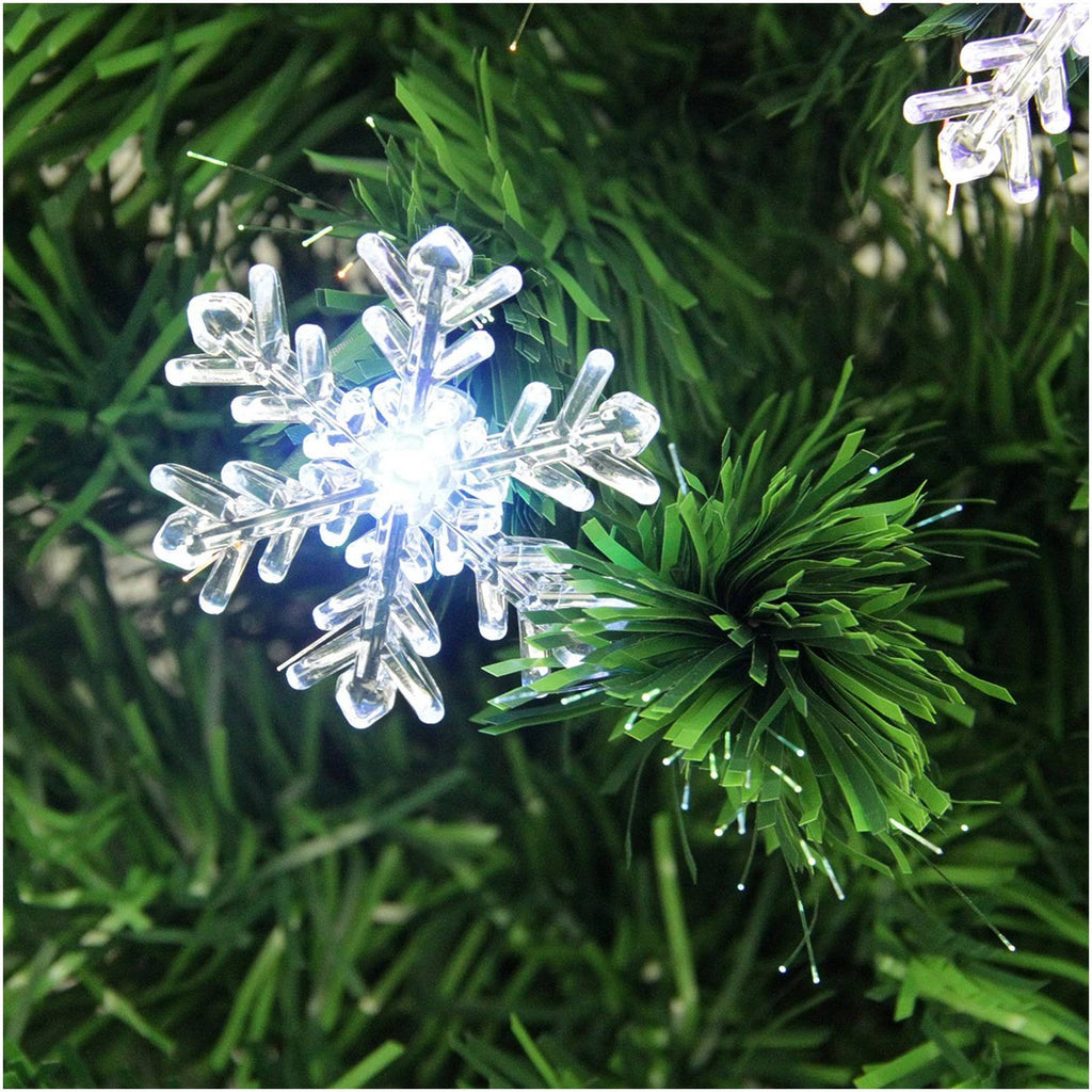 Pre-Lit Color Changing Fiber Optic Artificial Christmas Tree with Snowflakes G74314