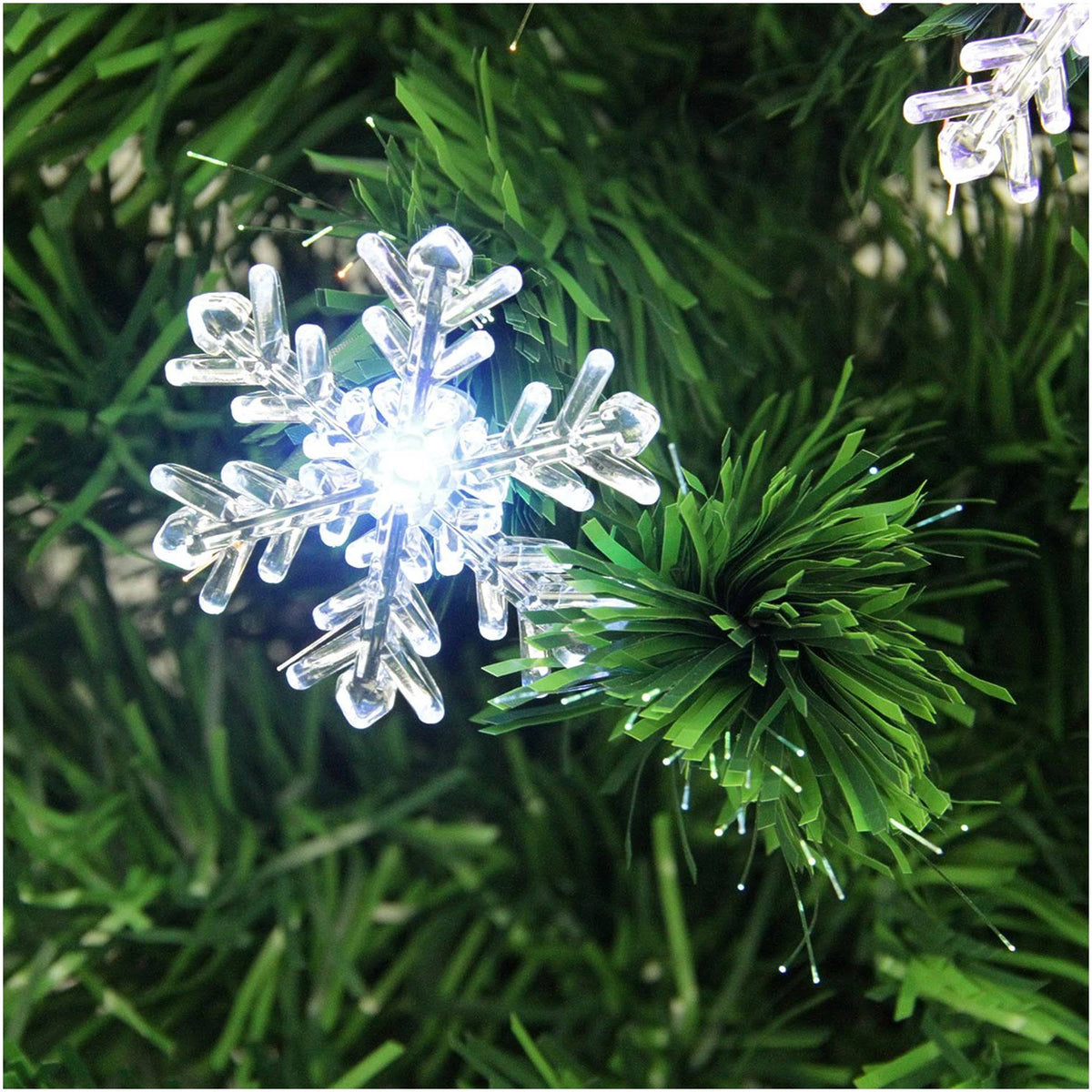 Pre-Lit Color Changing Fiber Optic Artificial Christmas Tree with Snowflakes G74314
