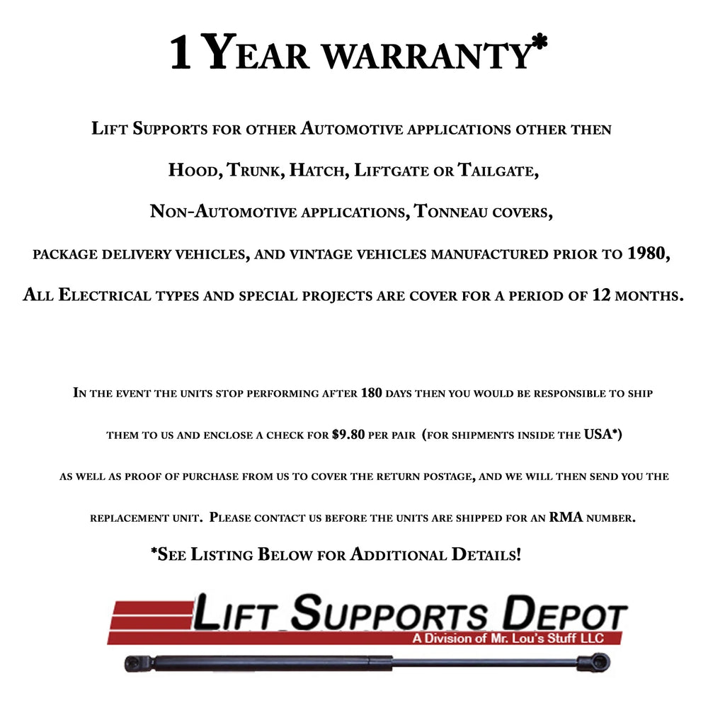 Qty (2) Camper Rear Window Tonneau Cover Universal Lift Support U928106