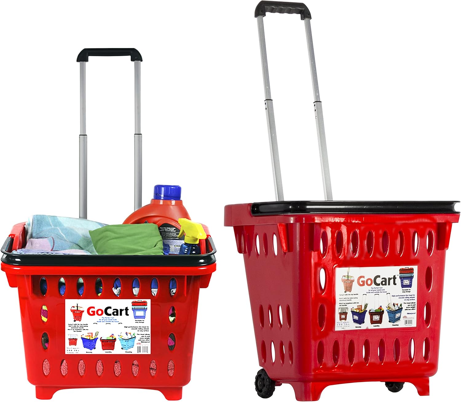 Crimson Red Grocery Cart on Wheels (5 pack) Q5330