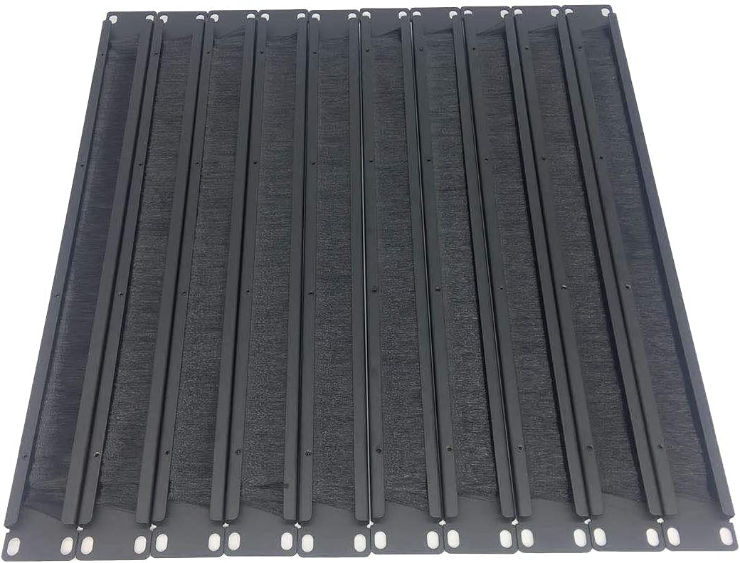 10 Pack 1U Horizontal Rack Mount Cable Management Panel with Cable Entry Brush for 19-Inch Rack Black Q6064