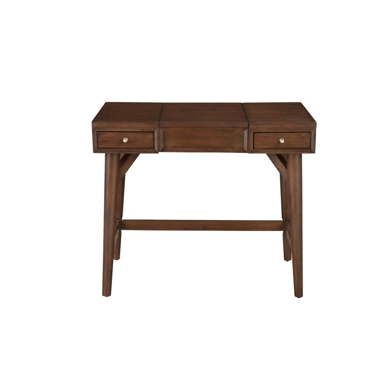 Mahogany Walnut Brown 2 Drawer Vanity Desk with Flip Up Mirror N494