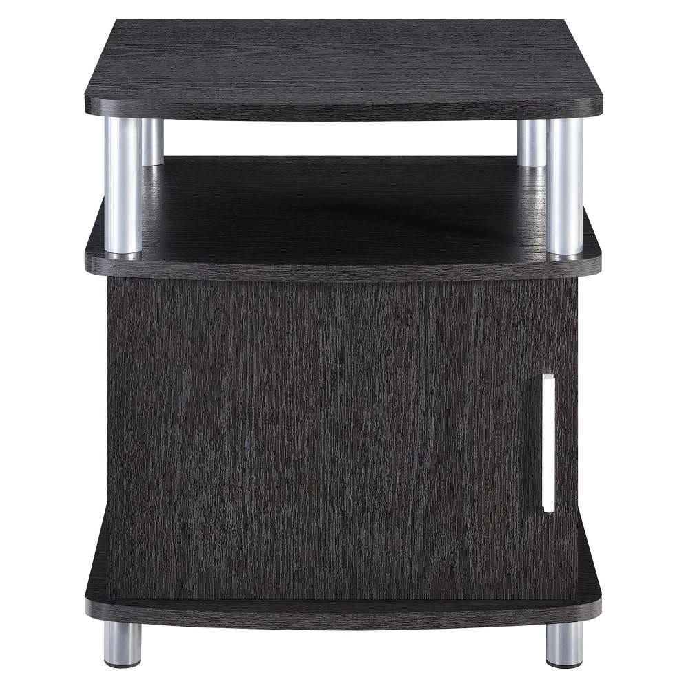 Espresso/Silver End Table with Storage K6321