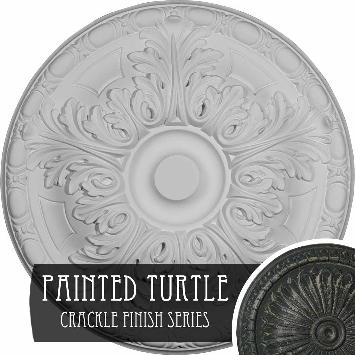 Hand-Painted Painted Turtle Crackle Ceiling Medallion E79599