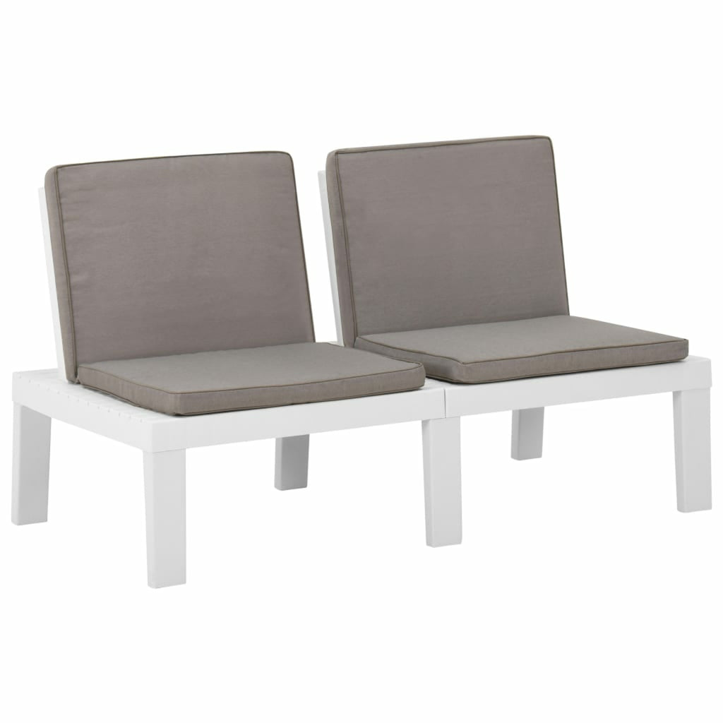 4 Piece Patio Lounge Set with Anthracite Cushions Plastic White Outdoor Sectional Sofa Set K48860