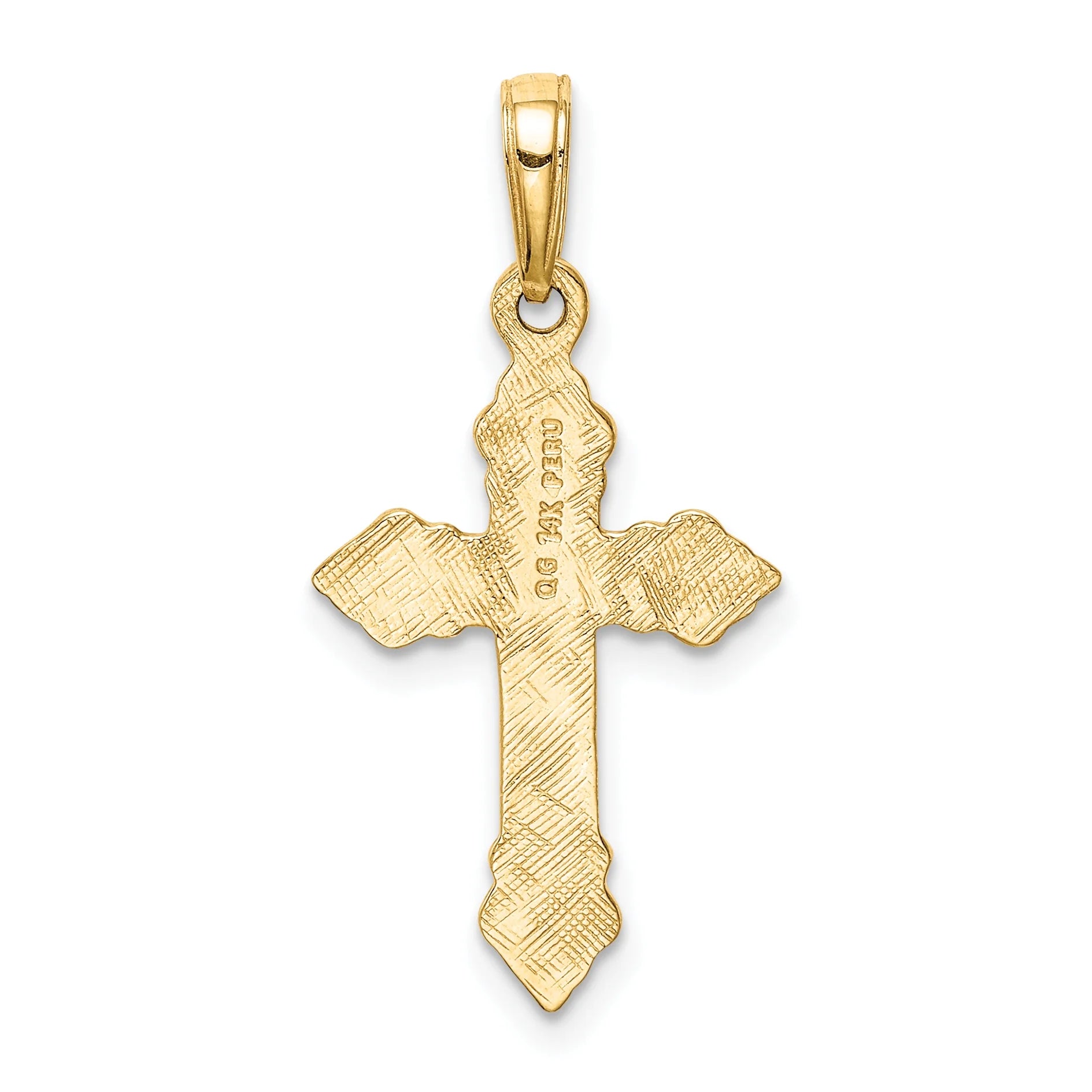 14K Yellow Gold Cross Pendant Charm O885