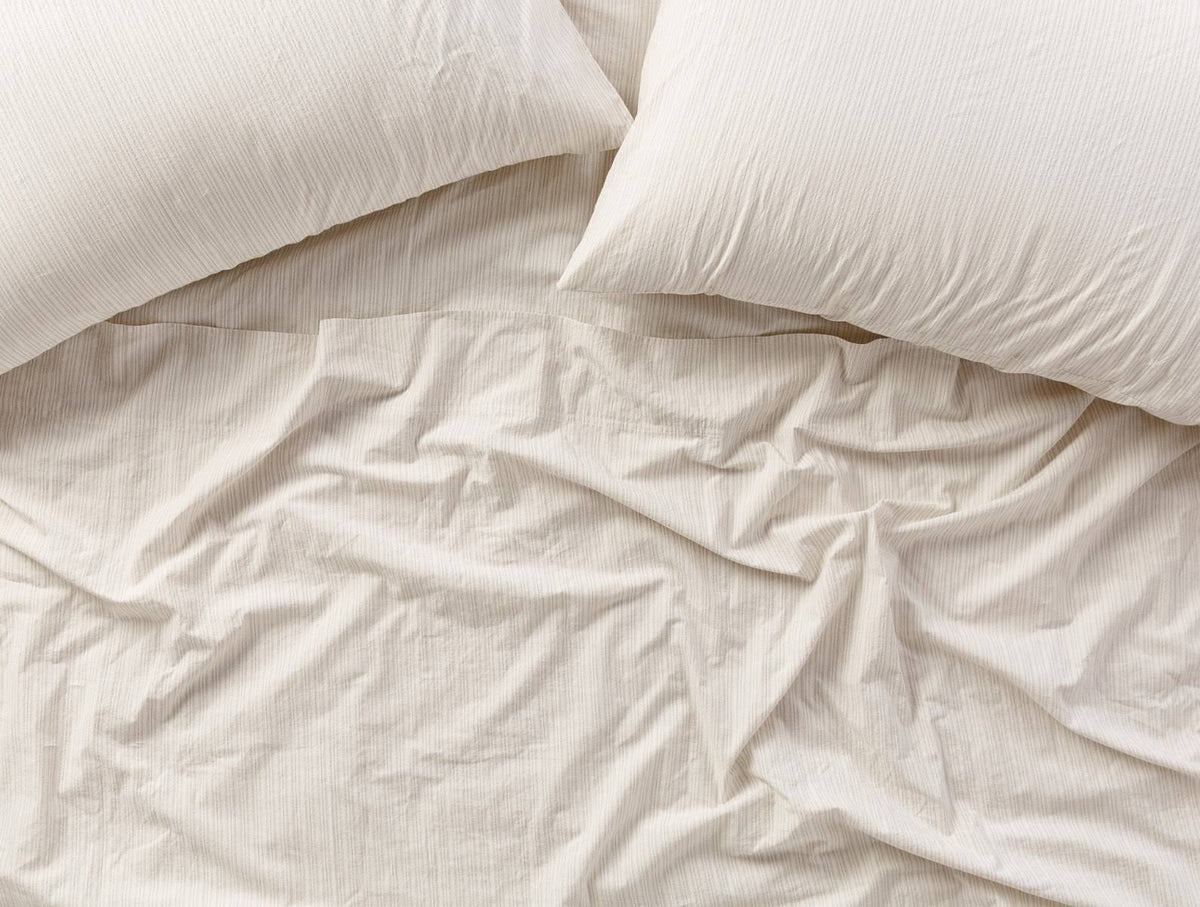 Organic Crinkled Percale Fitted Sheet Twin Steel Blue G1457