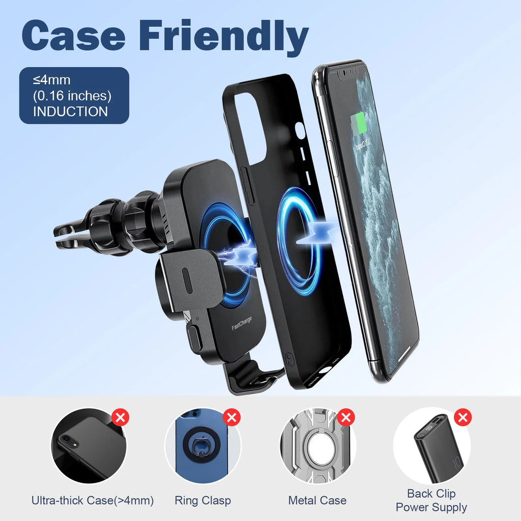 Black 3-in-1 Car Phone Holder Wireless Charger K16961