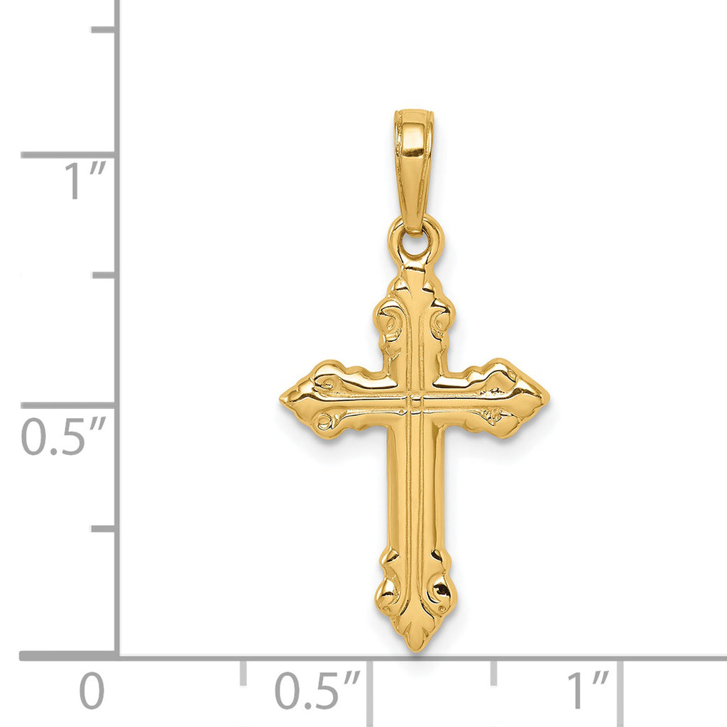 14K Yellow Gold Cross Pendant Charm O885