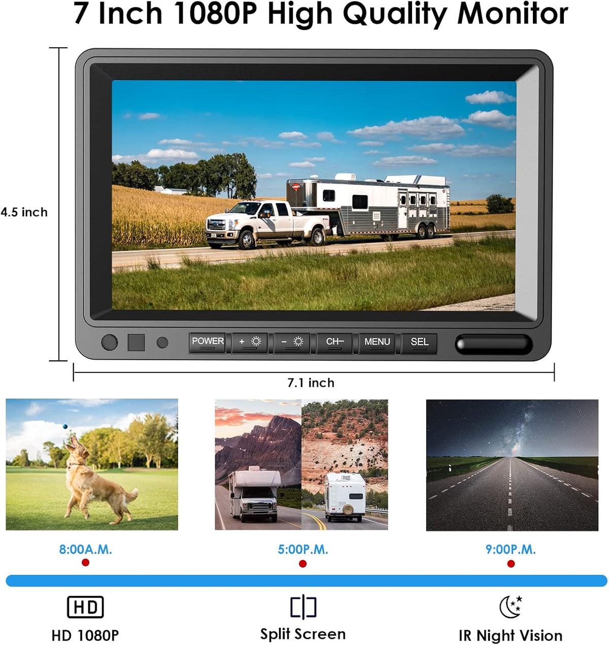 7 Inch HD 1080p Wireless Backup Camera System with Night Vision R3824