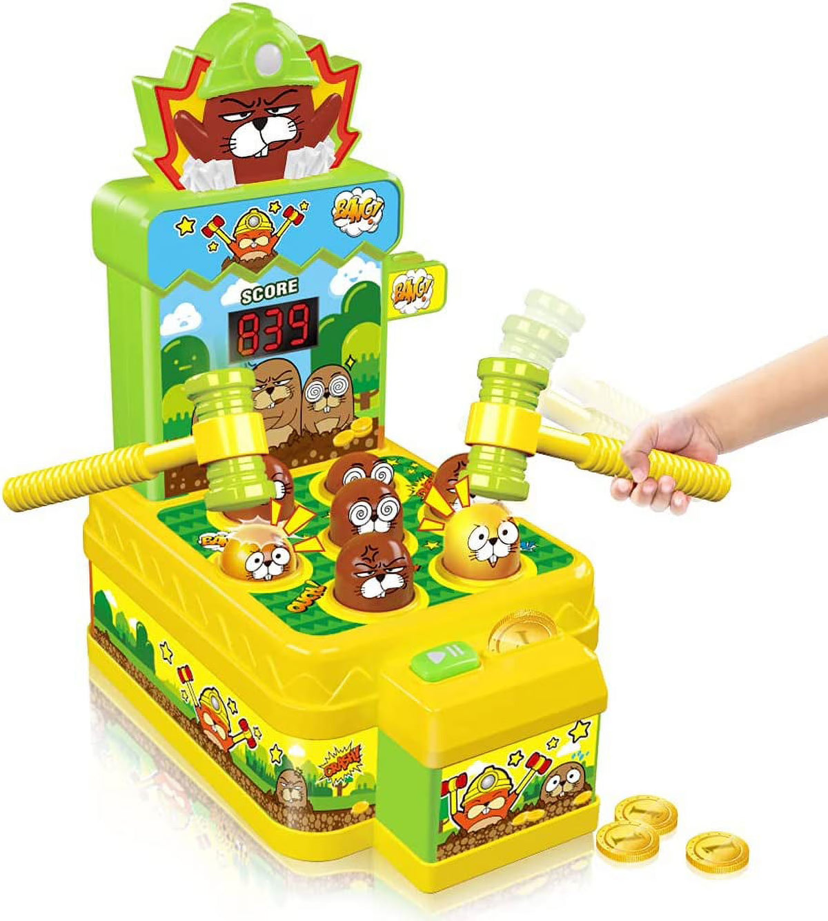 Mini Electronic Whack Game with 2 Hammers F87548