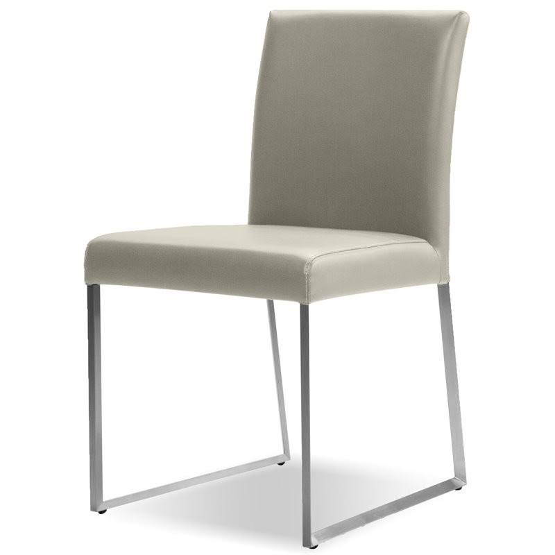Brown Leather and Brushed Steel Dining Chair (Set of 2) U9201