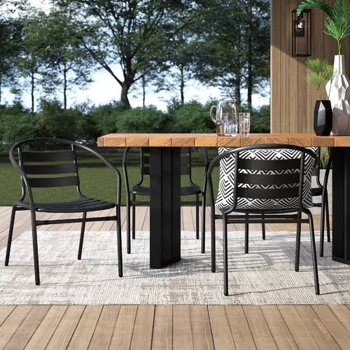 Black Stacking Patio Dining Chair A175678