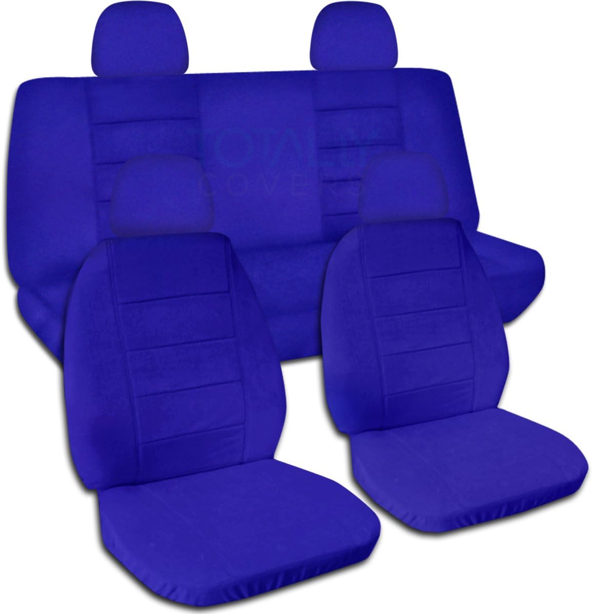 Navy Blue Solid Color Car Seat Covers with 4 Headrest Covers C29594