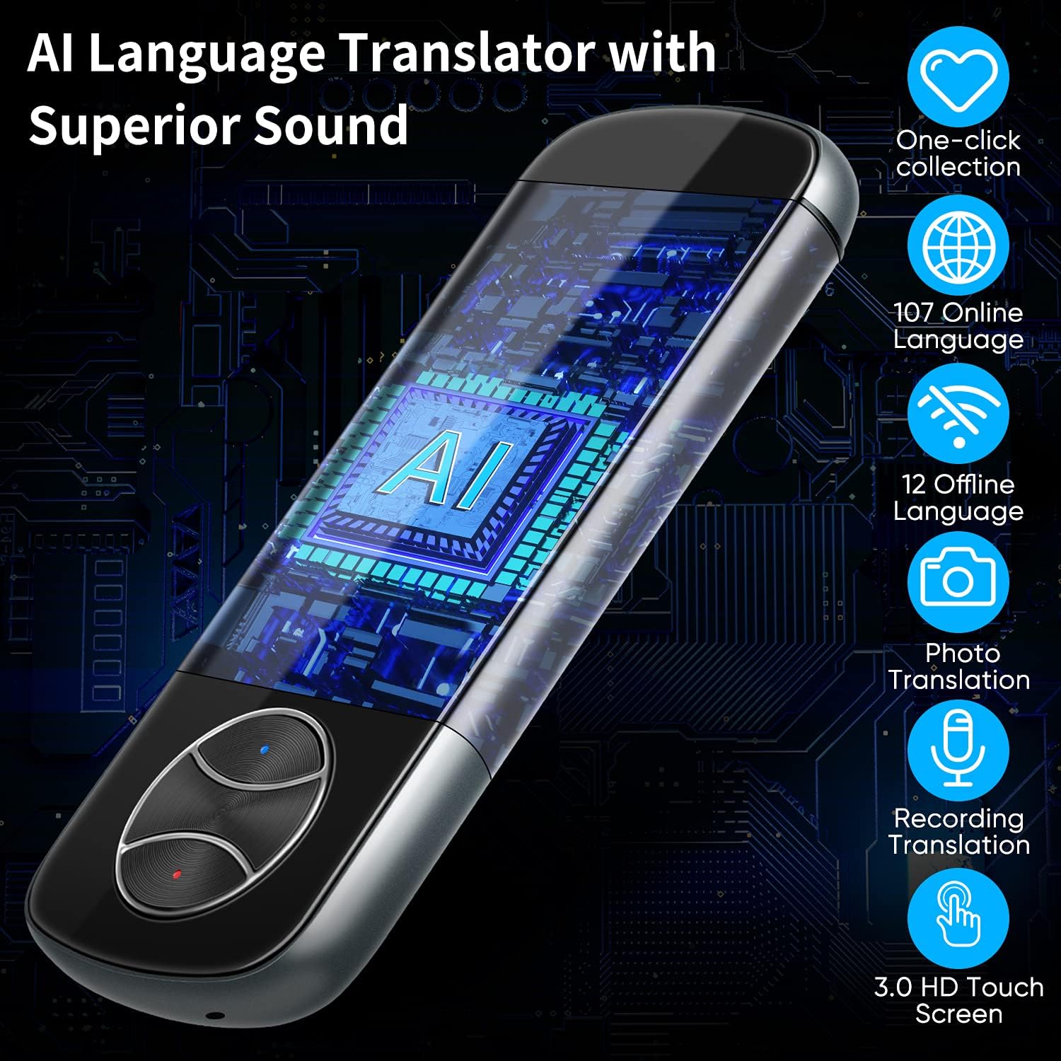 Portable 127 Languages Two Way Instant Voice Translator Device with 3.0 HD Touch Screen Z677