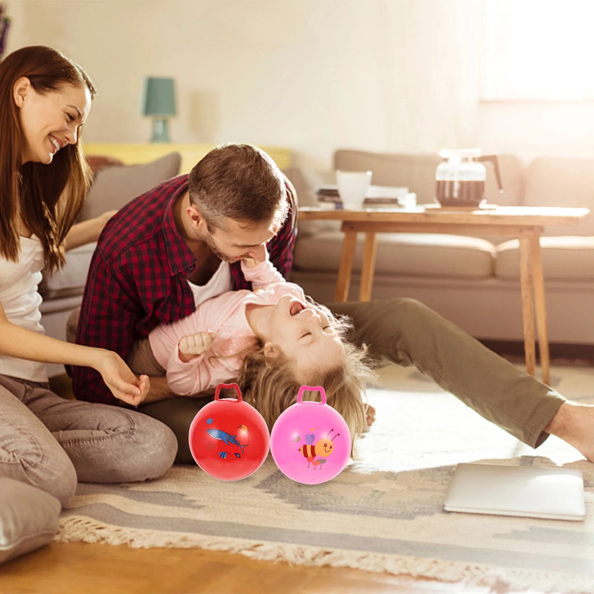 3Pcs Inflatable Hopper Balls with Handle F4248