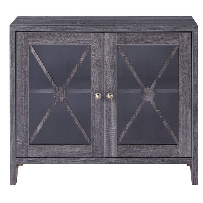 Distressed Gray Wood Accent Storage Cabinet V344488