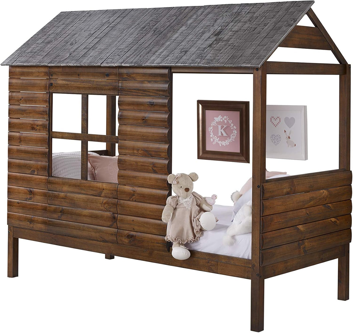 Rustic Walnut Twin Log Cabin Loft S72468