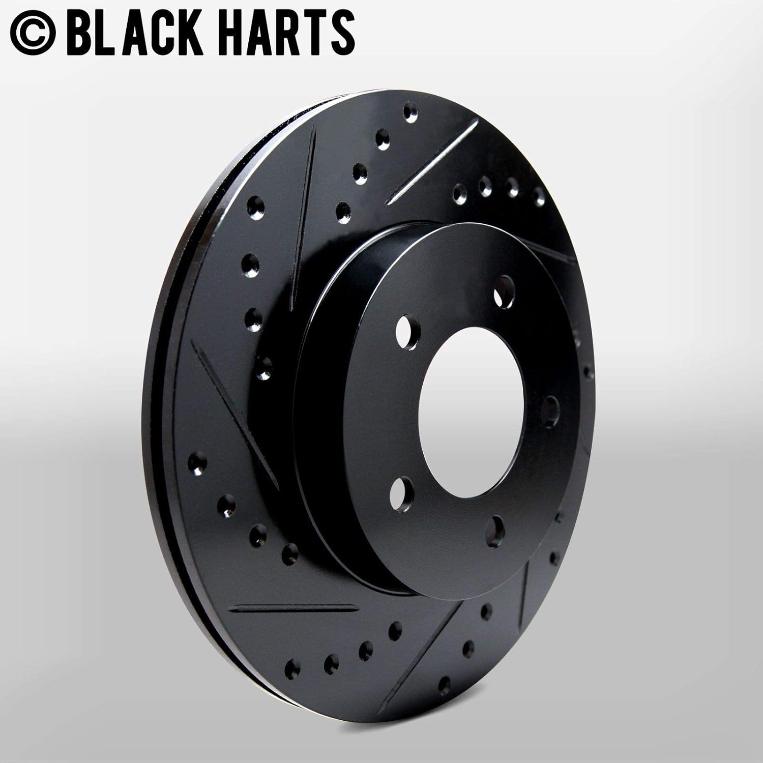 Front Brake Rotors Black Drilled Slotted Heavy Duty Pads Q451
