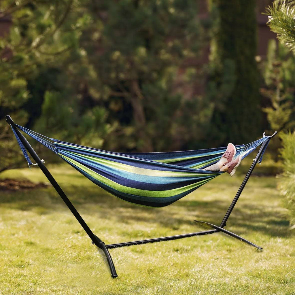 Red Double Hammock with Steel Stand and Carry Bag Z207916