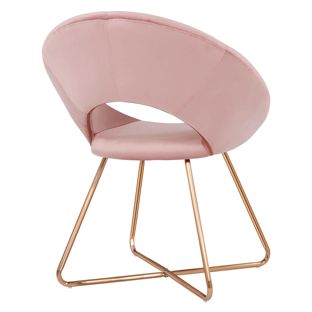 Salmon Pink Velvet Accent Chair Set of 2 with Gold Metal Legs U484