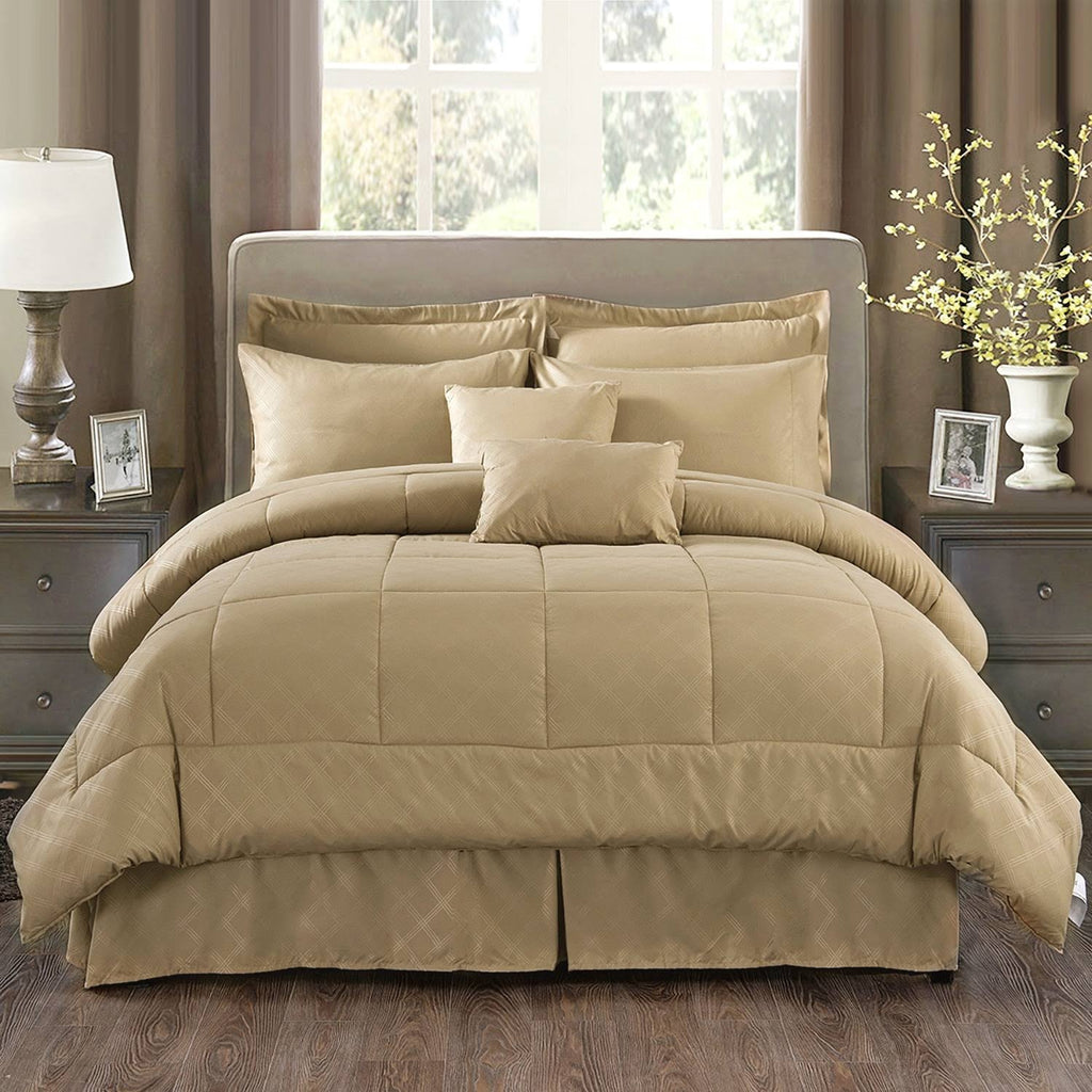 10 Piece Solid Color Microfiber Comforter and Sheets Set King Cal King G94251