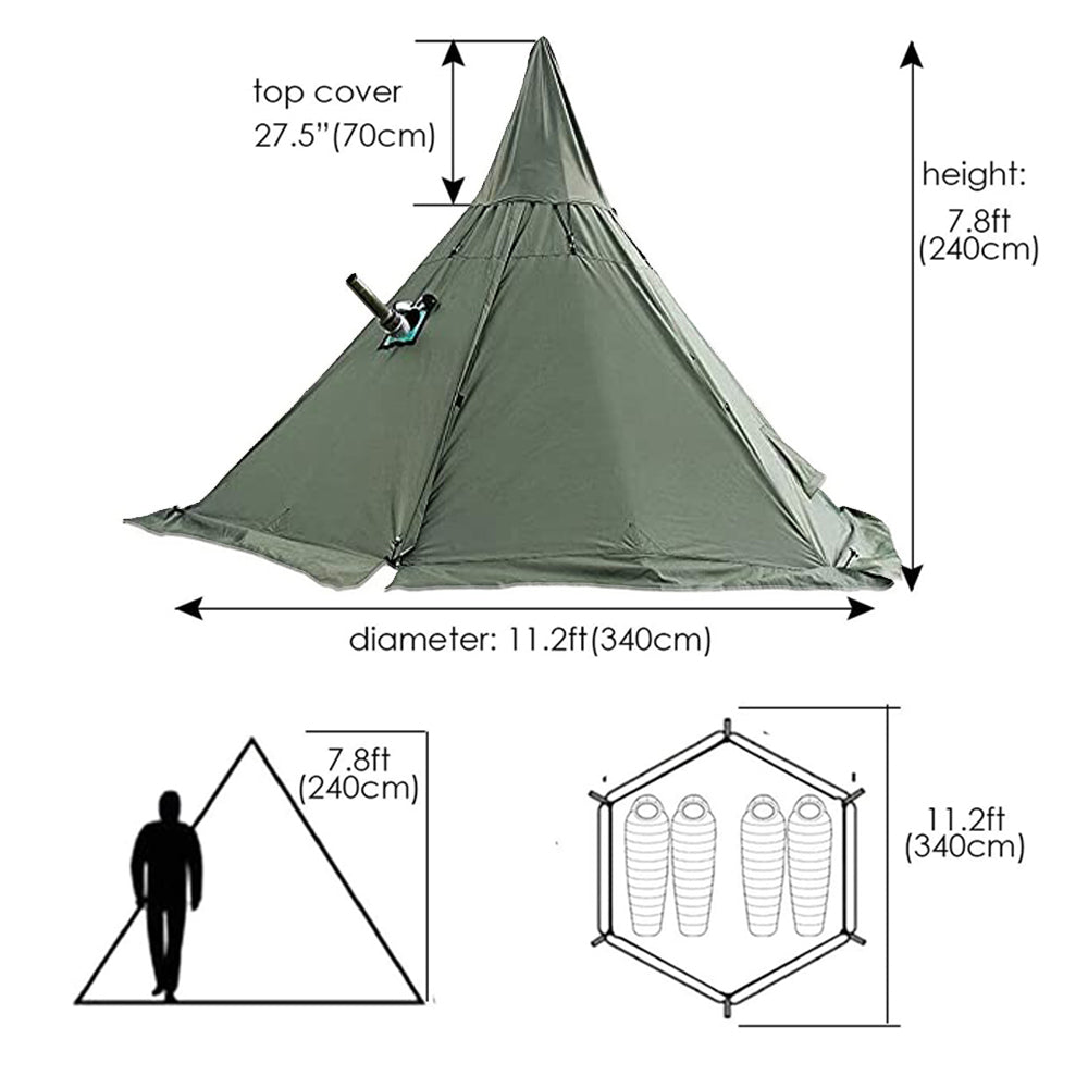 Green Pyramid Tent With Stove Jack M3221